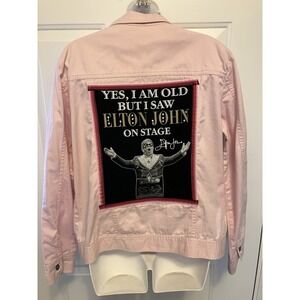 ELTON JOHN Upcycled‎ Pink Bling Rhinestone Vintage Custom Jacket Medium/Large